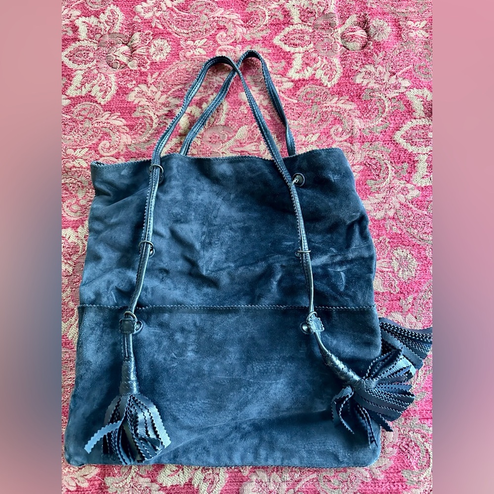 Bottega Veneta Deep Blue Suede Tote